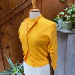 Vintage Wool Knit Cardigan Sweater & Short Sleeve Top Set